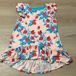 Strawberry Print Ruffle Dress